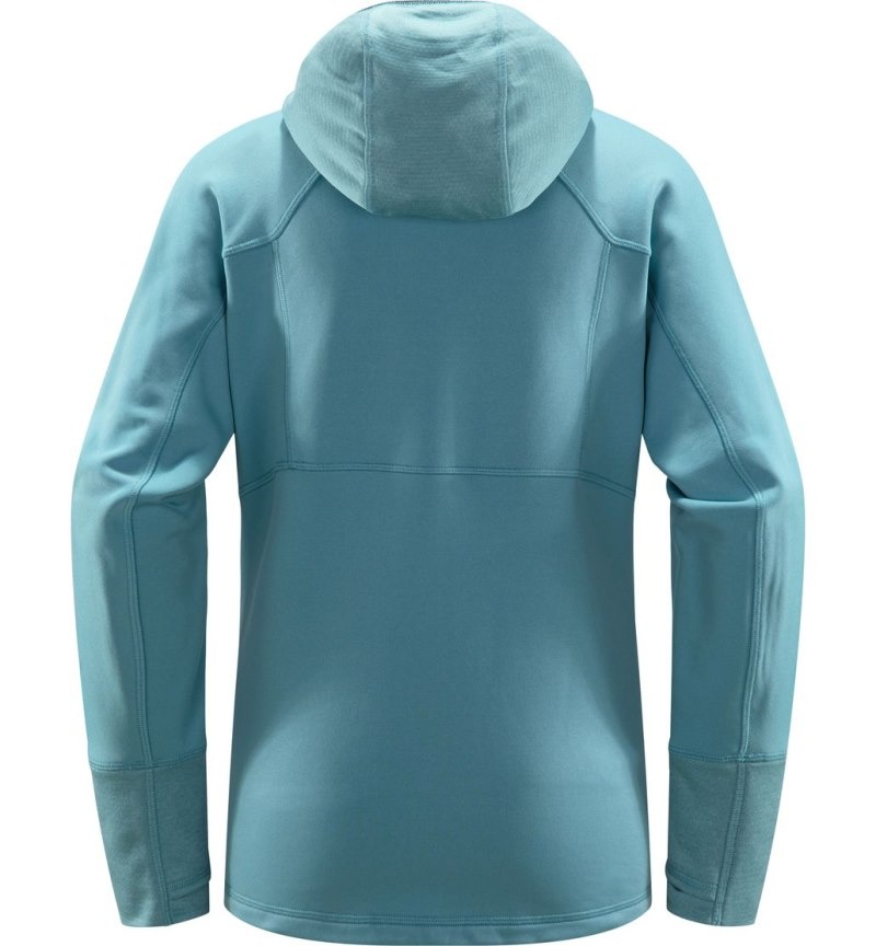 Women's Haglöfs Betula Hood Fleece Jackets Green Blue Canada | FY31-412