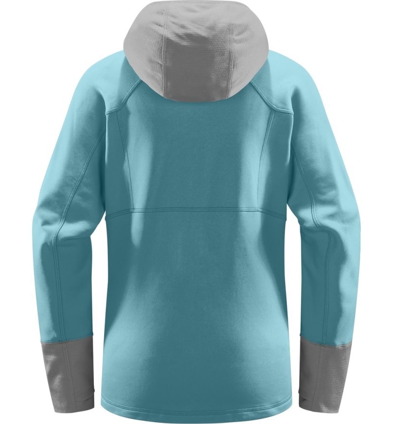 Women's Haglöfs Betula Hood Fleece Jackets Green Blue / Concrete Canada | UL98-361