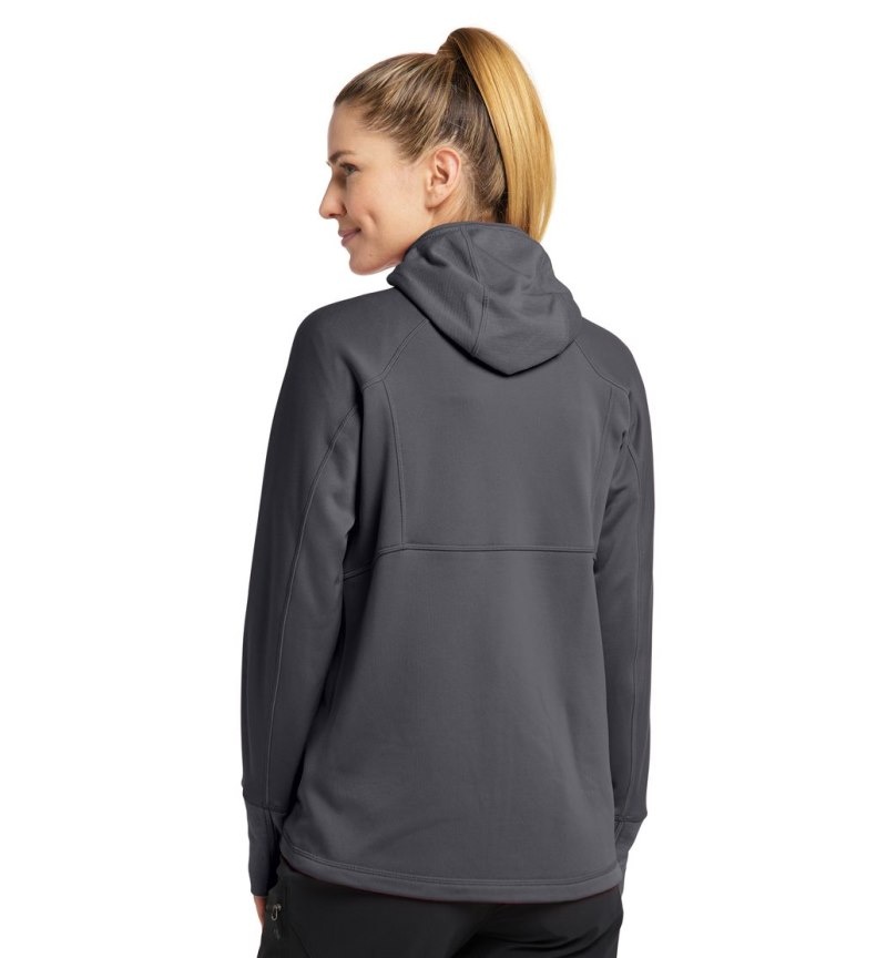 Women's Haglöfs Betula Hood Fleece Jackets Magnetite Canada | MP28-642