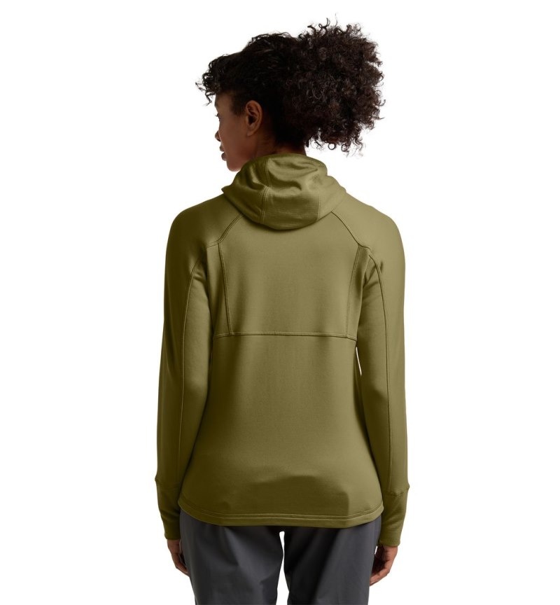 Women's Haglöfs Betula Hood Fleece Jackets Olive Green Canada | ZS12-421