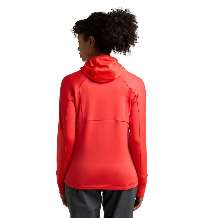 Women's Haglöfs Betula Hood Fleece Jackets Red Canada | IM55-790