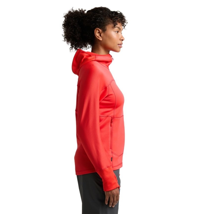 Women's Haglöfs Betula Hood Fleece Jackets Red Canada | IM55-790