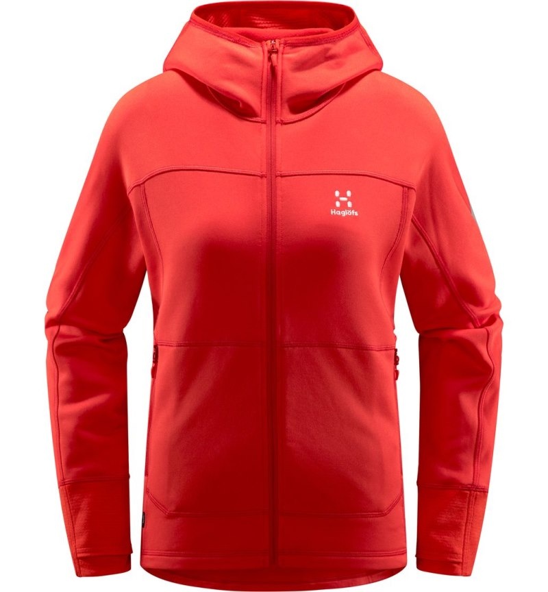 Women's Haglöfs Betula Hood Fleece Jackets Red Canada | IM55-790