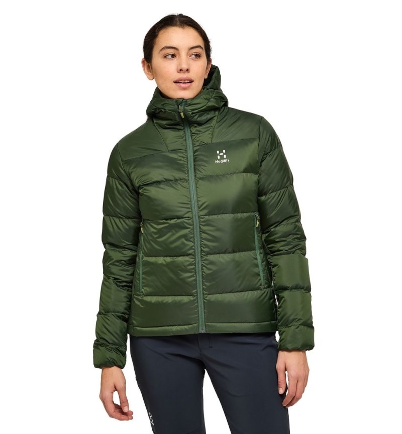 Women's Haglöfs Bield Down Hood Insulated Jackets Green Canada | JR45-464