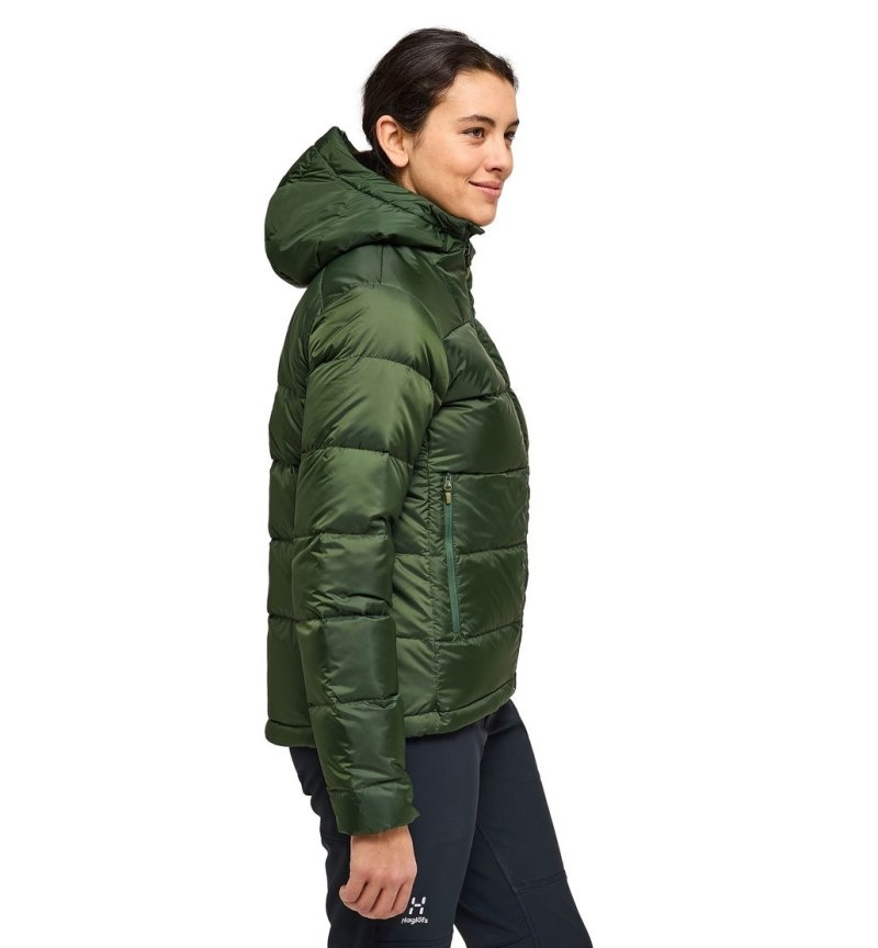 Women's Haglöfs Bield Down Hood Insulated Jackets Green Canada | JR45-464