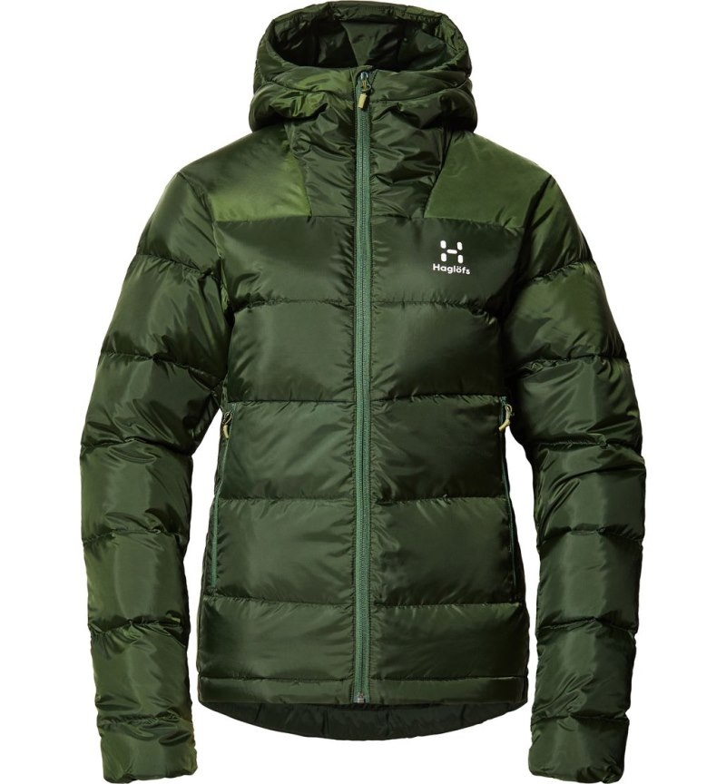 Women's Haglöfs Bield Down Hood Insulated Jackets Green Canada | JR45-464