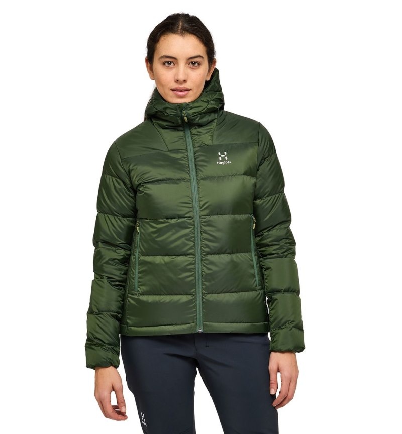 Women\'s Haglöfs Bield Down Hood Insulated Jackets Green Canada | JR45-464