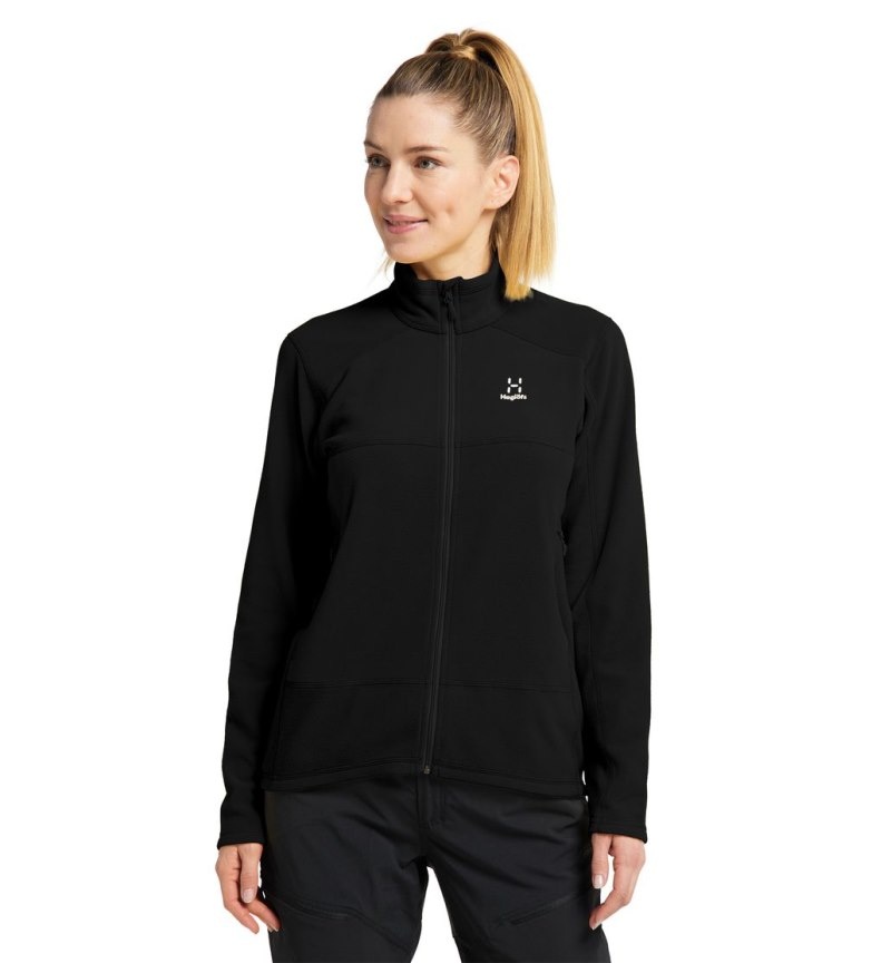 Women's Haglöfs Buteo Mid Jacket Fleece Jackets Black Canada | KX61-070