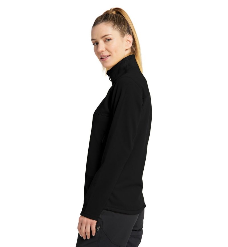 Women's Haglöfs Buteo Mid Jacket Fleece Jackets Black Canada | KX61-070