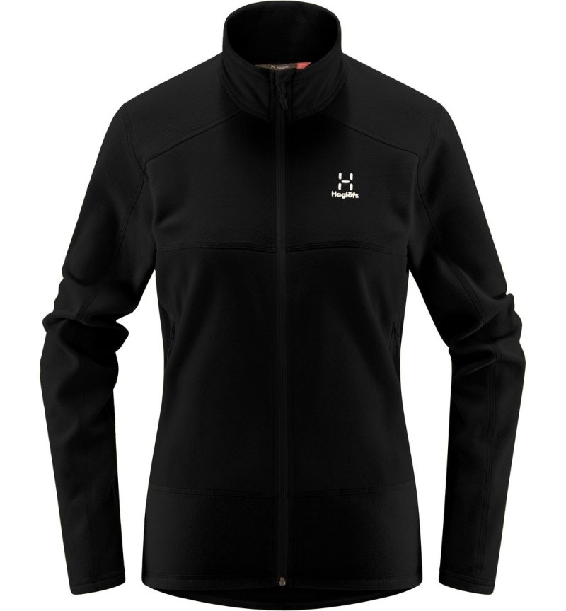 Women's Haglöfs Buteo Mid Jacket Fleece Jackets Black Canada | KX61-070