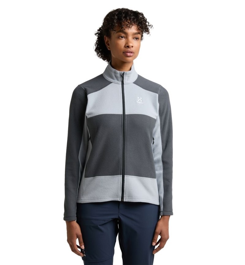 Women's Haglöfs Buteo Mid Jacket Fleece Jackets Concrete / Magnetite Canada | LU38-657