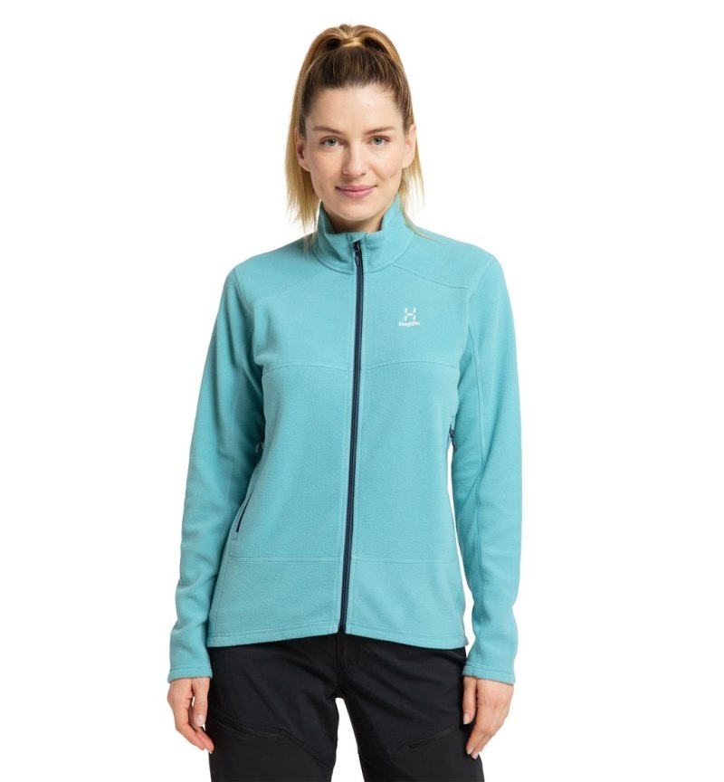 Women's Haglöfs Buteo Mid Jacket Fleece Jackets Green Blue Canada | IB46-367