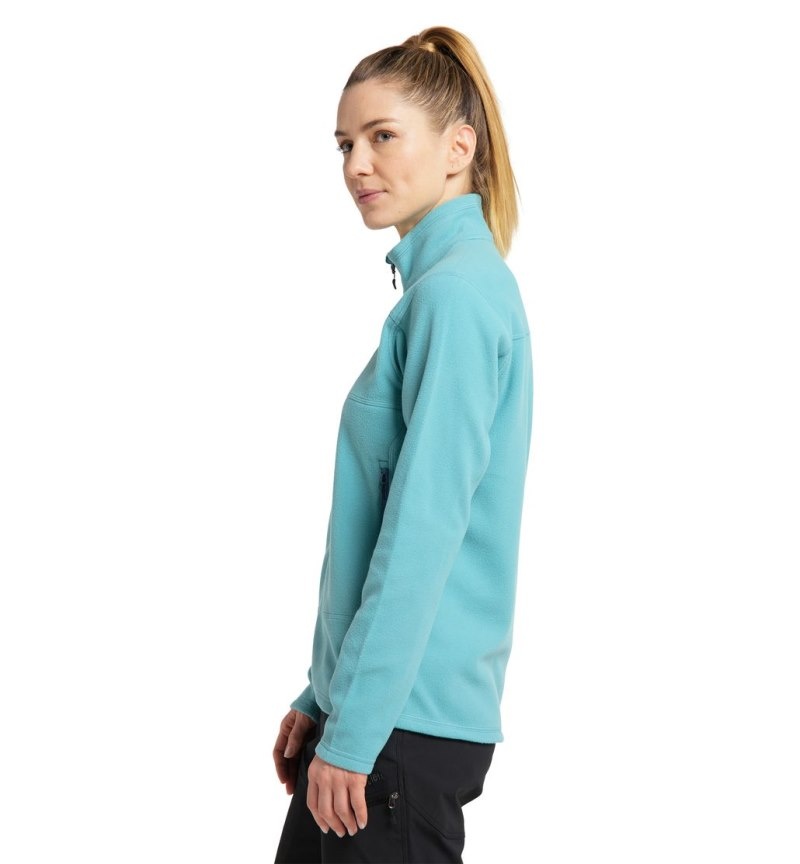 Women's Haglöfs Buteo Mid Jacket Fleece Jackets Green Blue Canada | IB46-367