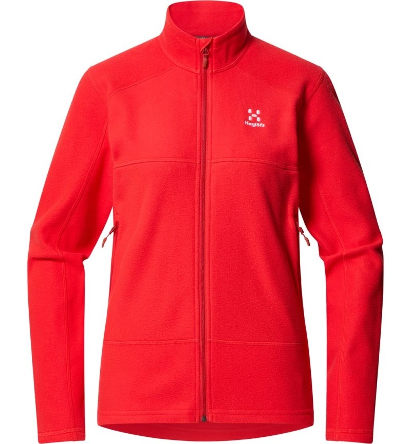 Women's Haglöfs Buteo Mid Jacket Fleece Jackets Red Canada | WJ64-502