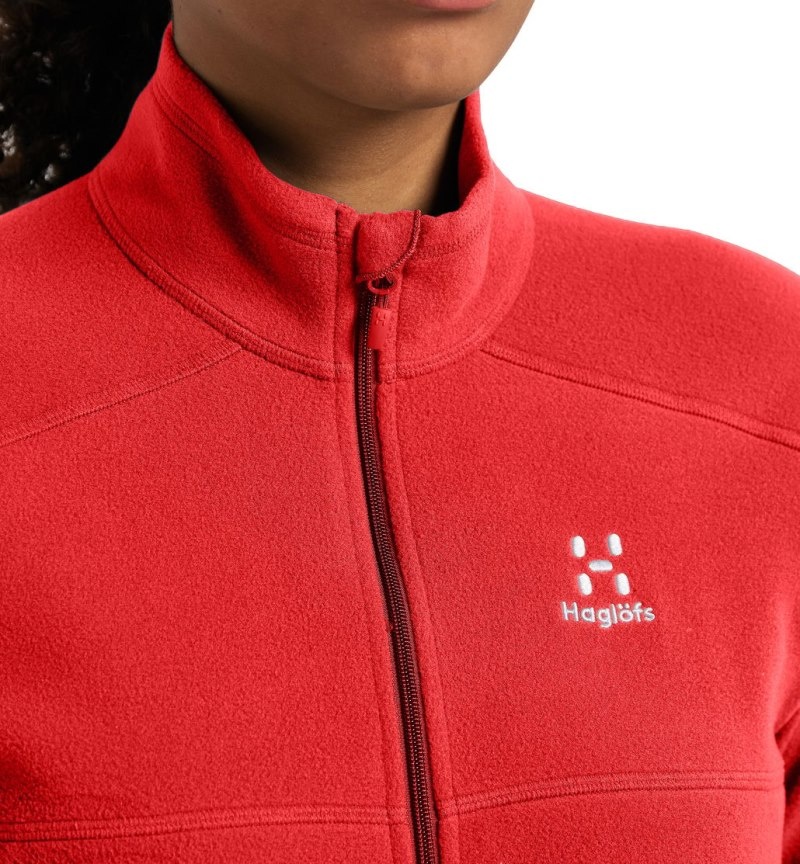 Women's Haglöfs Buteo Mid Jacket Fleece Jackets Red Canada | WJ64-502