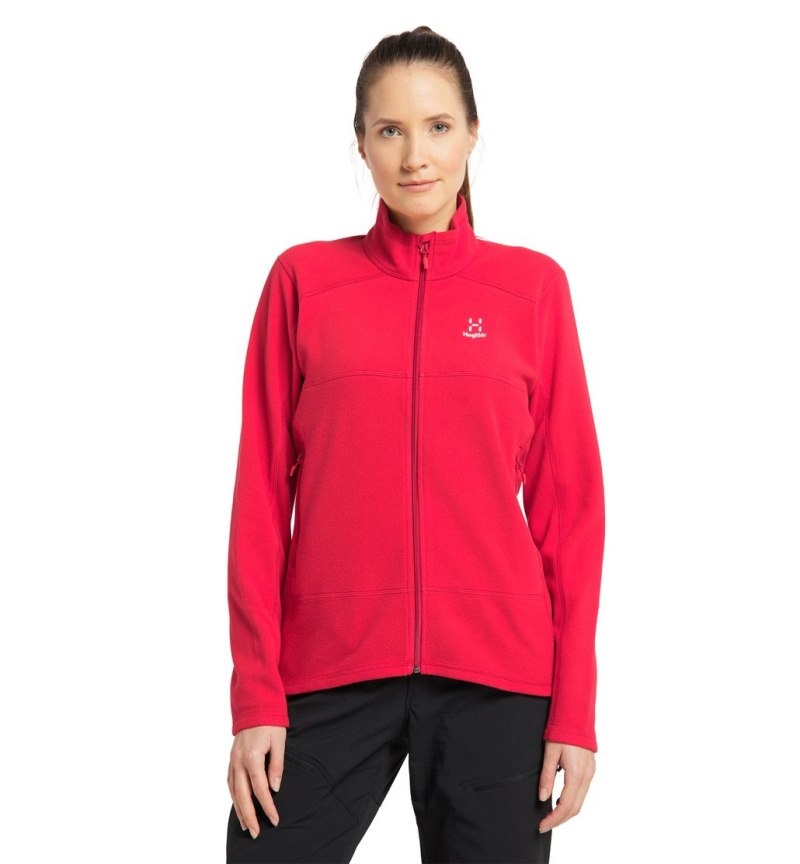 Women's Haglöfs Buteo Mid Jacket Fleece Jackets Red Canada | VD82-379