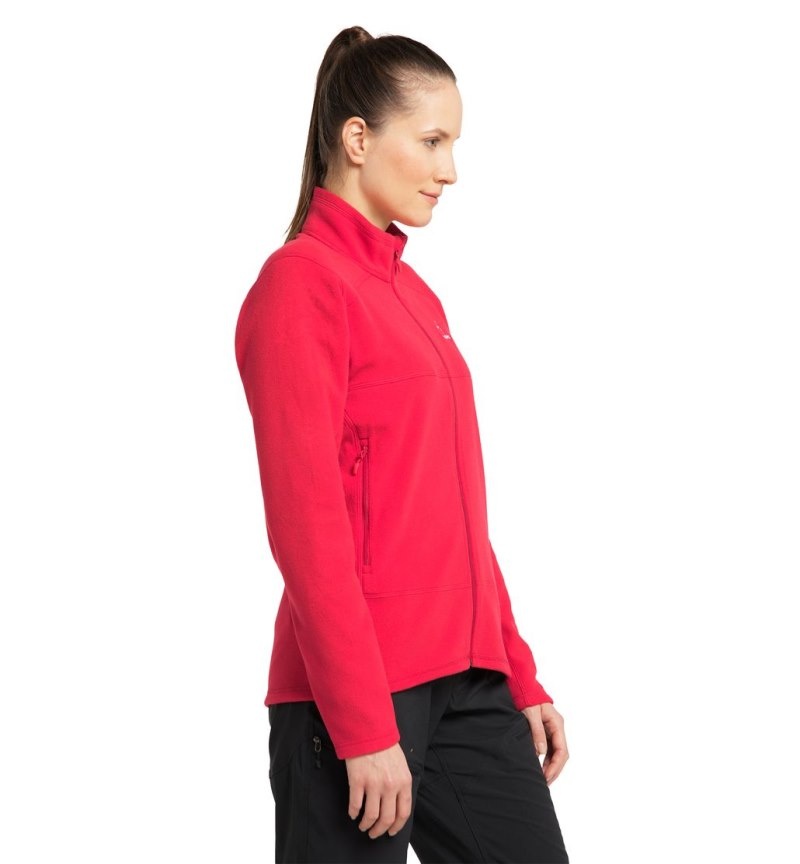 Women's Haglöfs Buteo Mid Jacket Fleece Jackets Red Canada | VD82-379