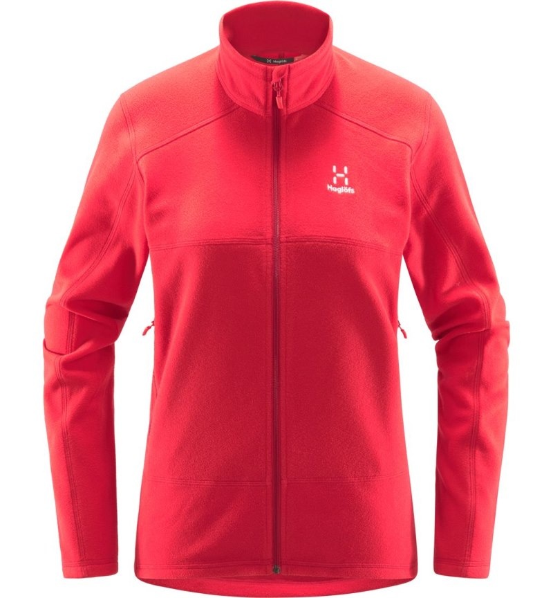 Women's Haglöfs Buteo Mid Jacket Fleece Jackets Red Canada | VD82-379