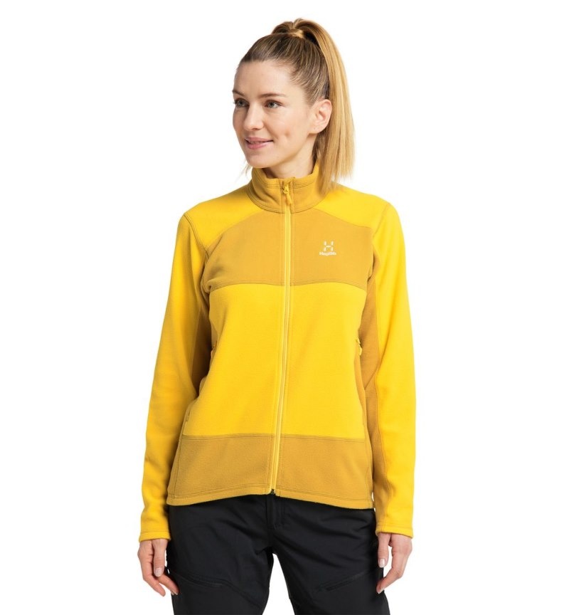 Women's Haglöfs Buteo Mid Jacket Fleece Jackets Yellow / Autumn Leaves Canada | QH72-538