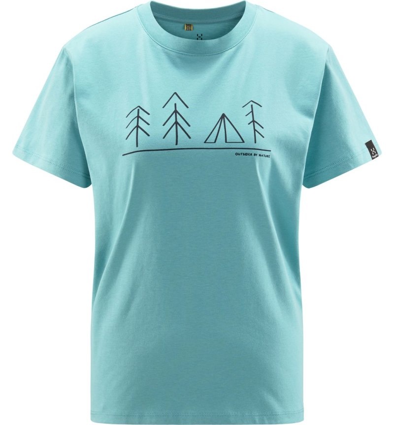 Women's Haglöfs Camp Tee T Shirts Green Blue Canada | UC48-994