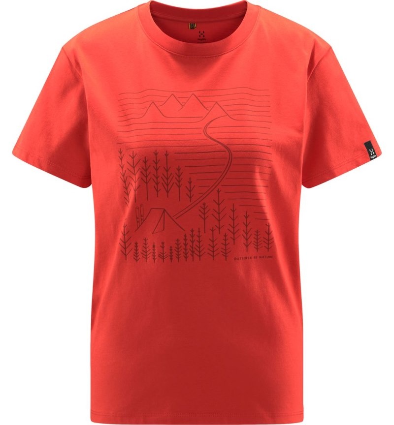 Women's Haglöfs Camp Tee T Shirts Red Canada | NF71-000