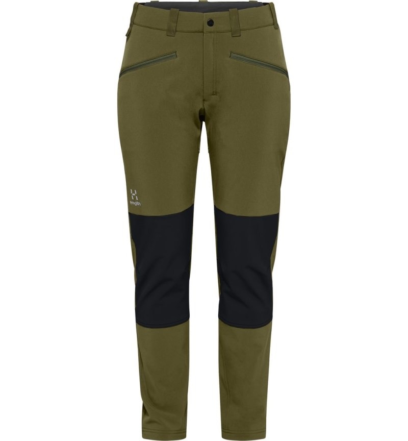 Women's Haglöfs Chilly Softshell Pant Softshell Trousers Olive Green / Black Canada | NW47-321