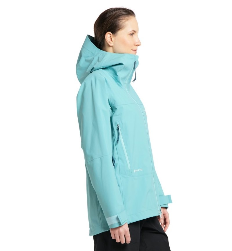 Women's Haglöfs Dalskidan GTX Jacket Windbreaker Green Blue Canada | GO76-649