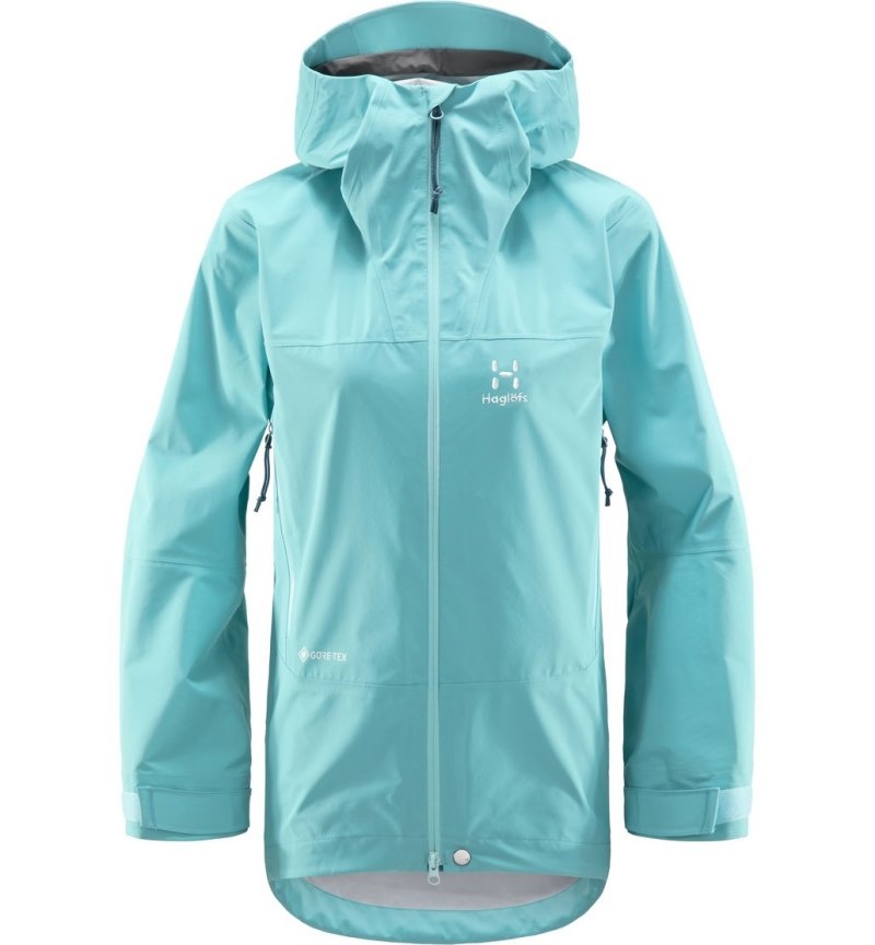 Women's Haglöfs Dalskidan GTX Jacket Windbreaker Green Blue Canada | GO76-649