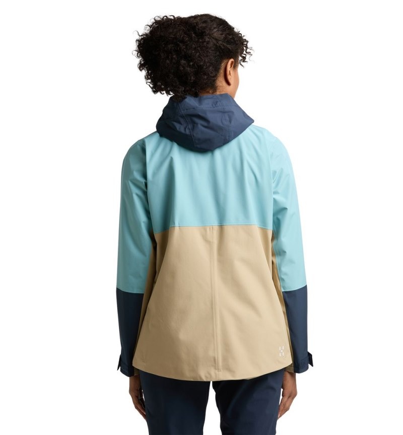 Women's Haglöfs Finch Proof Jacket Windbreaker Beige / Green Blue Canada | XU70-029