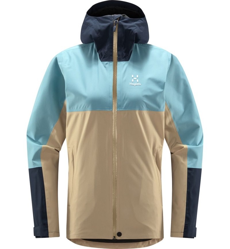 Women's Haglöfs Finch Proof Jacket Windbreaker Beige / Green Blue Canada | XU70-029