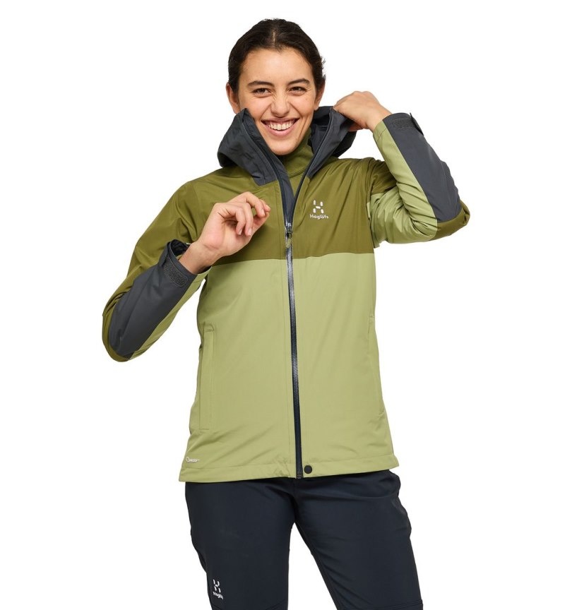 Women's Haglöfs Finch Proof Jacket Windbreaker Green / Olive Green Canada | FV21-120