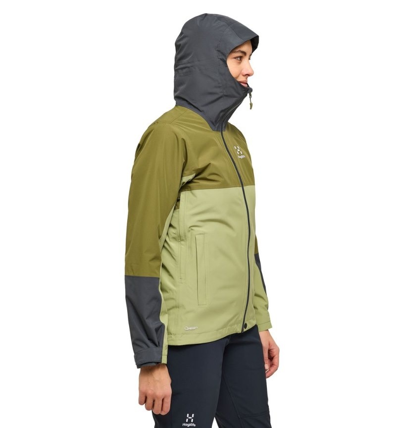 Women's Haglöfs Finch Proof Jacket Windbreaker Green / Olive Green Canada | FV21-120