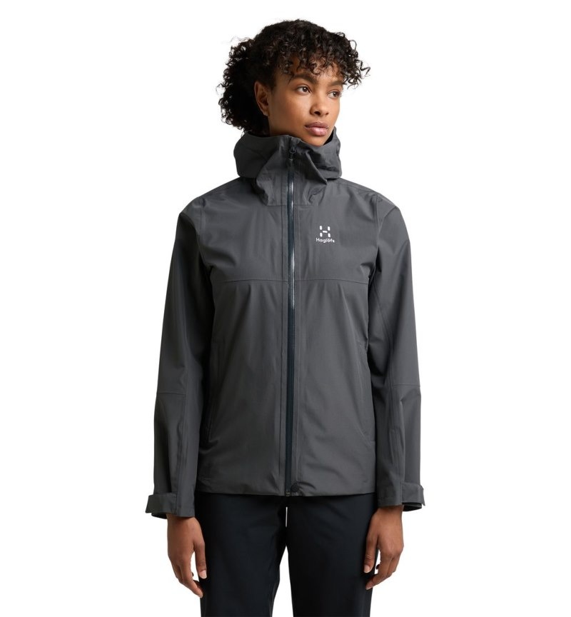 Women\'s Haglöfs Finch Proof Jacket Windbreaker Magnetite Canada | PT47-003