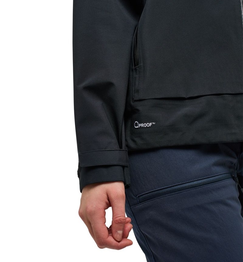 Women's Haglöfs Front Proof Jacket Windbreaker Black Canada | JG50-187