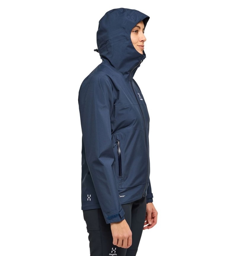 Women's Haglöfs Front Proof Jacket Windbreaker Blue Canada | JK26-228