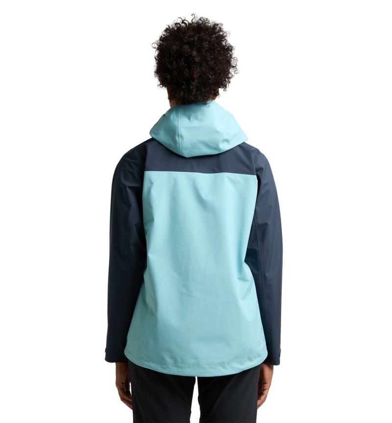 Women's Haglöfs Front Proof Jacket Windbreaker Green Blue / Blue Canada | OR16-261