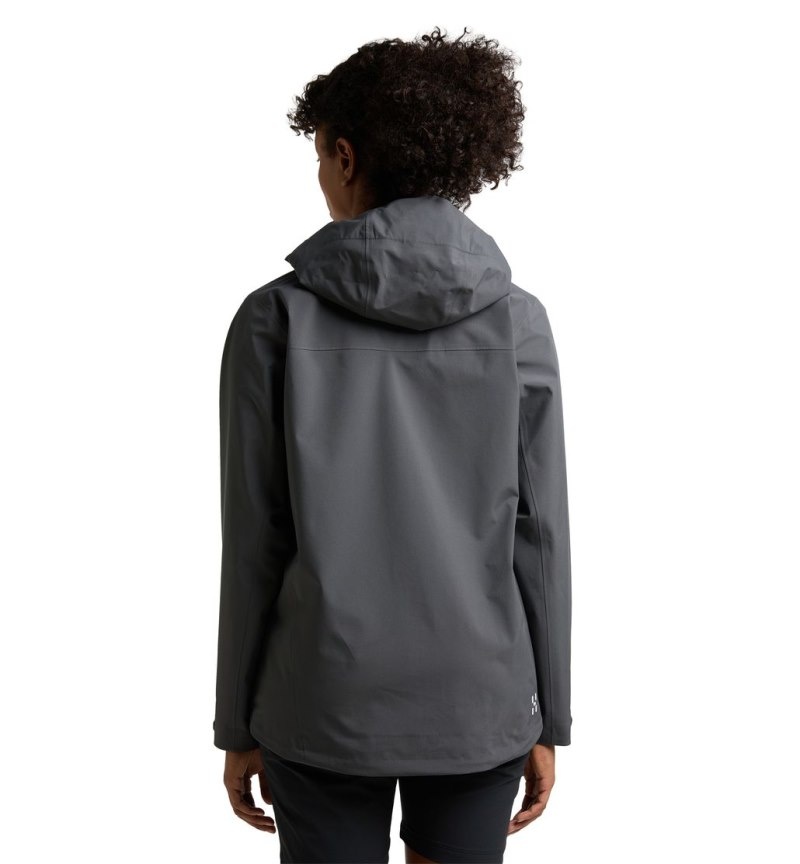 Women's Haglöfs Front Proof Jacket Windbreaker Magnetite Canada | GX24-469