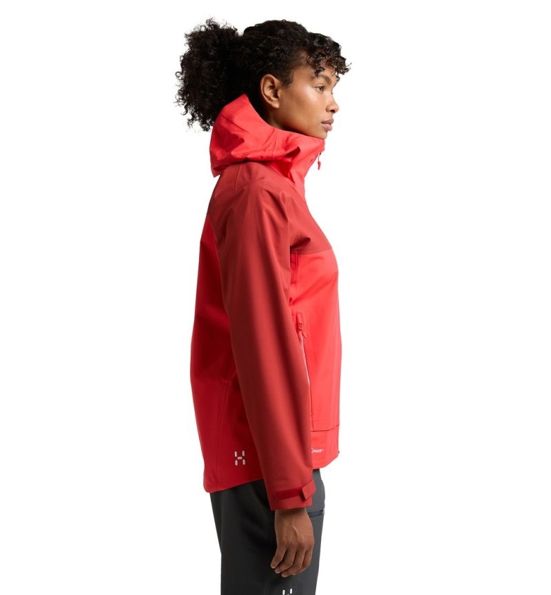 Women's Haglöfs Front Proof Jacket Windbreaker Red / Corrosion Canada | LH87-889