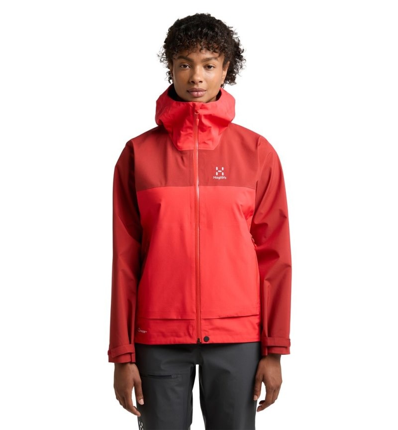 Women\'s Haglöfs Front Proof Jacket Windbreaker Red / Corrosion Canada | LH87-889