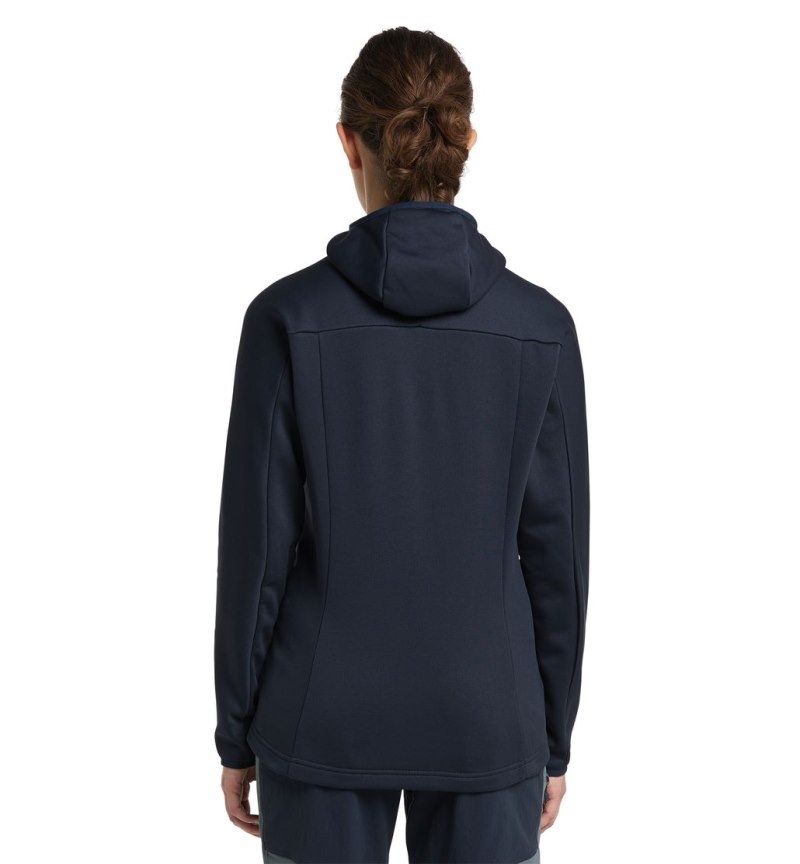 Women's Haglöfs Frost Mid Hood Fleece Jackets Blue Canada | JU18-291