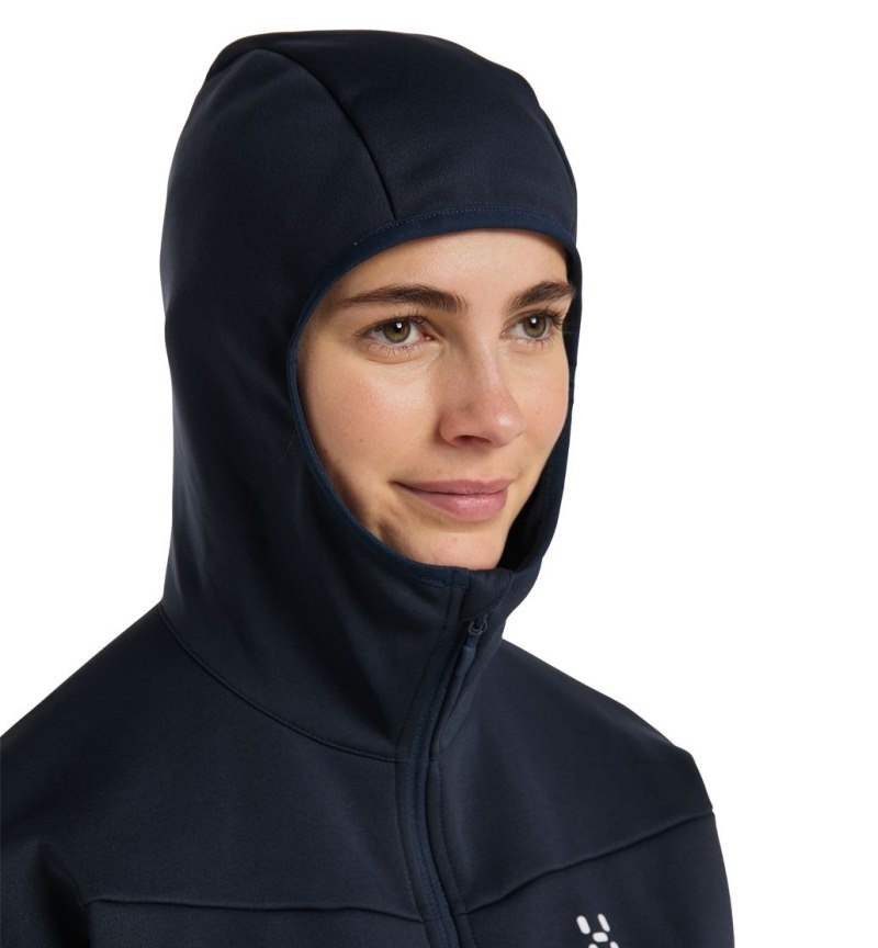 Women's Haglöfs Frost Mid Hood Fleece Jackets Blue Canada | JU18-291