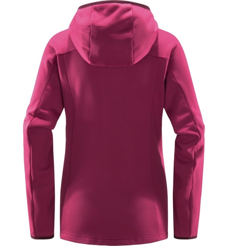 Women's Haglöfs Frost Mid Hood Fleece Jackets Deep Pink Canada | QF04-034