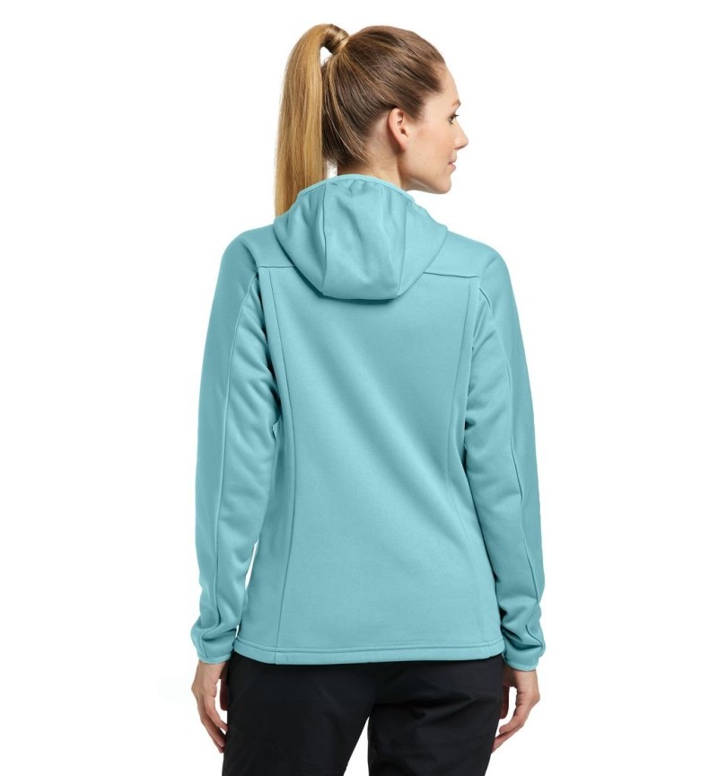 Women's Haglöfs Frost Mid Hood Fleece Jackets Green Blue Canada | LJ59-103