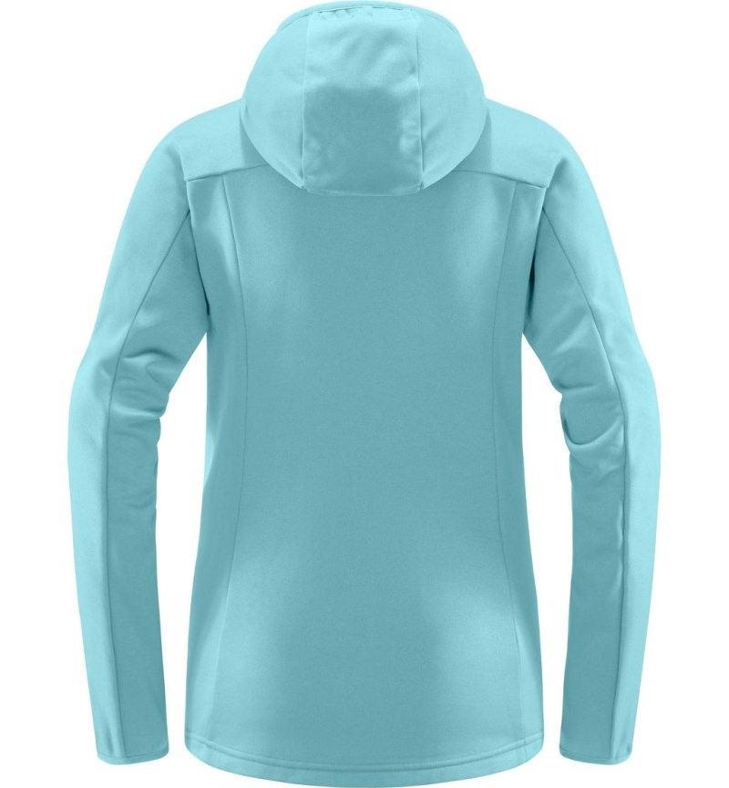 Women's Haglöfs Frost Mid Hood Fleece Jackets Green Blue Canada | LJ59-103