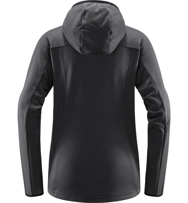 Women's Haglöfs Frost Mid Hood Fleece Jackets Magnetite Canada | JL24-154