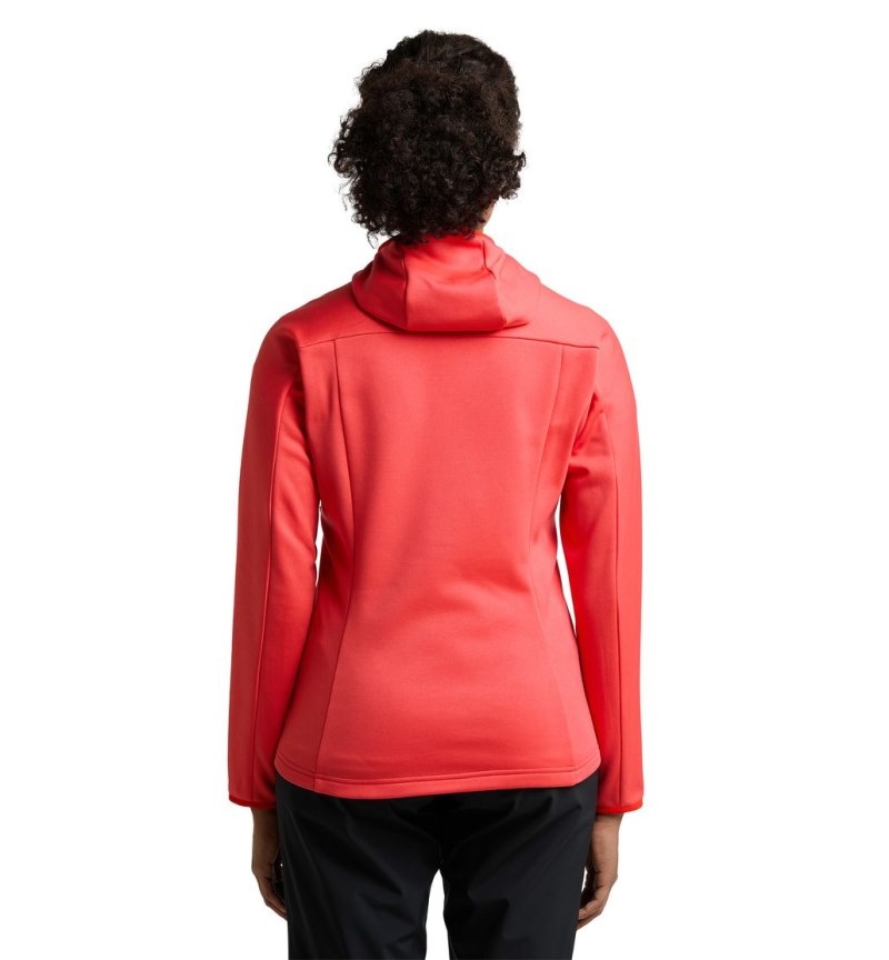 Women's Haglöfs Frost Mid Hood Fleece Jackets Red Canada | LC40-152