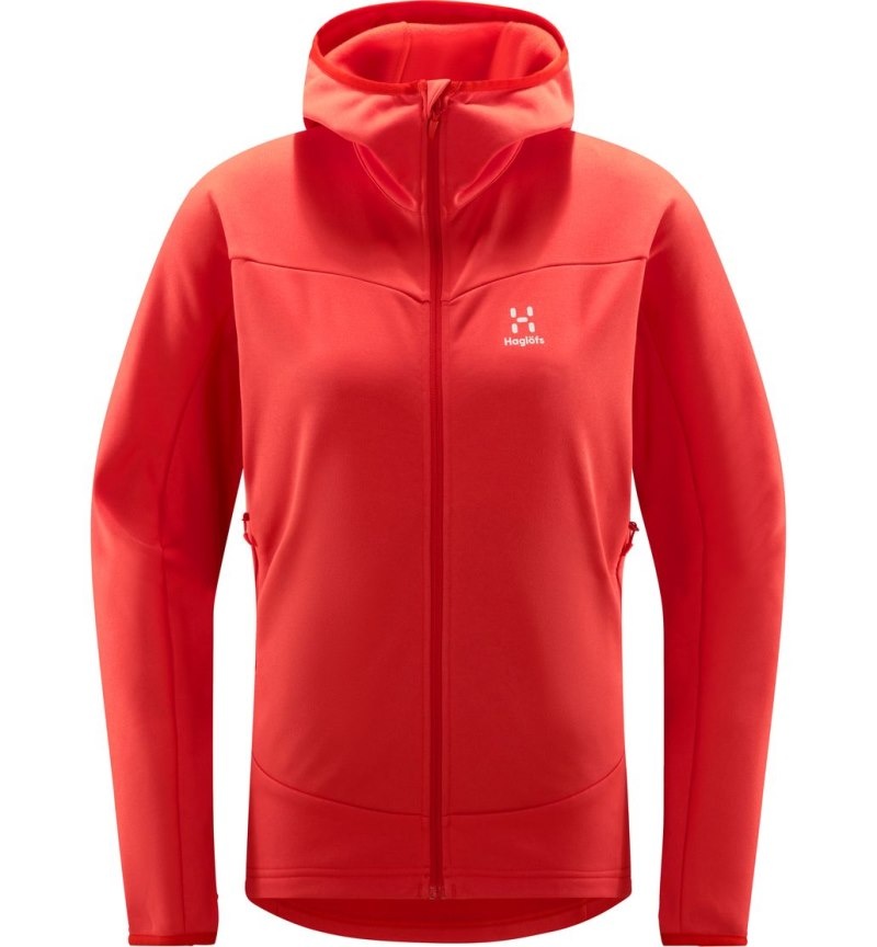 Women's Haglöfs Frost Mid Hood Fleece Jackets Red Canada | LC40-152