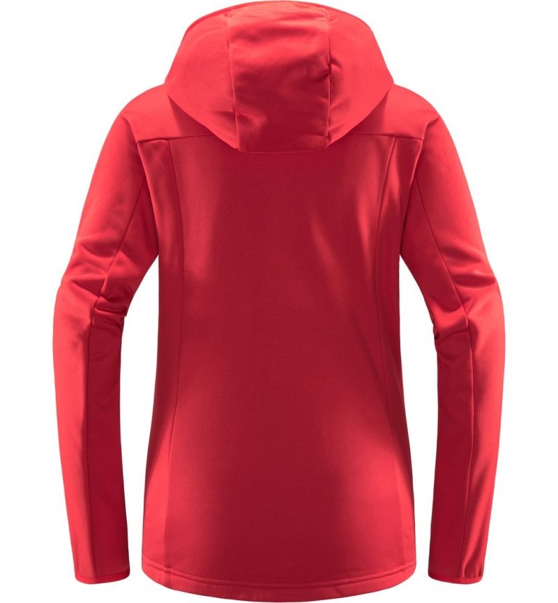 Women's Haglöfs Frost Mid Hood Fleece Jackets Red Canada | ZL60-373