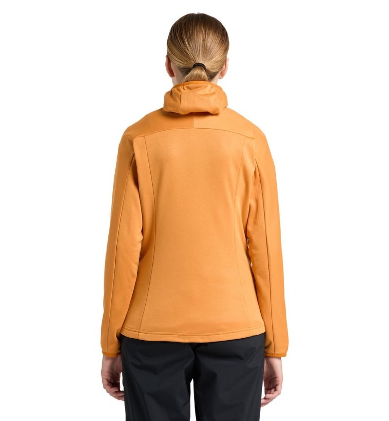 Women's Haglöfs Frost Mid Hood Fleece Jackets Yellow Canada | UJ90-415