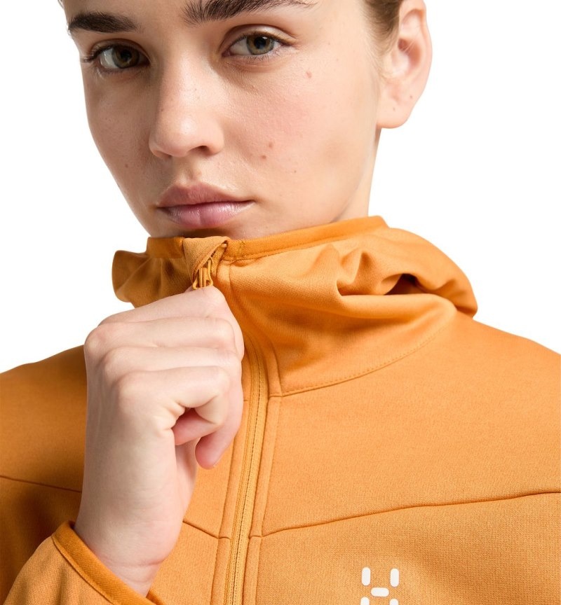 Women's Haglöfs Frost Mid Hood Fleece Jackets Yellow Canada | UJ90-415